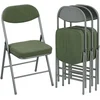 Image de HOMCOM Lot de 4 chaises pliantes chaises de salle à manger portables avec assises et dossiers rembourrés en velours côtelé vert
