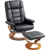 Image de HOMCOM Fauteuil de relaxation inclinable avec repose-pied, pivotant, cadre en bois , revêtement synthétique noir