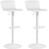 Image de HOMCOM Lot de 2 tabourets de bar, chaises de bar réglable en hauteur, dossier et repose-pieds, 38,5x40x76,5-97,5cm, blanc