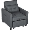 Image de HOMCOM Fauteuil convertible 1 place 3 en 1 dossier réglable en 3 positions oreiller inclus 2 poches latérales 69x82x85cm gris