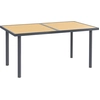 Image de Outsunny Table à manger de jardin pour 6 personnes table de jardin avec plateau effet bois en acier 150 x 90 x 72 cm bois naturel