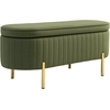 Image de HOMCOM Banc de rangement, bout de lit en velours avec couvercle, pieds en métal, capacité 72 L, 108x44x43,5cm, vert foncé
