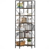 Image de HOMCOM Bibliothèque d'angle à 7 niveaux industriel avec étagères de rangement, 60 x 60 x 198 cm, brun rustique