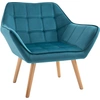 Image de HOMCOM Fauteuil style scandinave dossier haut et accoudoirs, revêtement en polyester effet velours, 67 x 61,5 x 71 cm, bleu