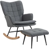 Image de HOMCOM Fauteuil à bascule avec repose-pieds, rocking chair, assise large, dossier haut, coussin inclus, 64 x 89 x 90 cm, gris