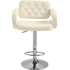 Image de HOMCOM Tabouret de bar pivotant chaise de bar réglable en hauteur avec dossier repose-pieds et accoudoirs 61x50x94-114cm blanc