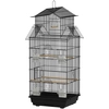 Image de PawHut Cage à oiseaux volière avec balançoire poignée portable 4 mangeoires 3 perchoirs 50,5 x 41 x 104 cm en acier noir