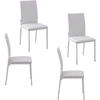 Image de HOMCOM Lot de 4 chaises de salle à manger, chaises de cuisine, capitonnage rhombique et pieds en métal, 41x50x91cm, blanc