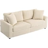 Image de HOMCOM Canapé 3 places 212 cm avec 2 coussins à ressorts, tissu velours côtelé, pour salon, chambre, bureau à domicile, crème