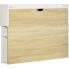 Image de HOMCOM Bureau pliable mural avec étagères de rangement et placard, bureau rabattable, 100 x 18 x 74 cm effet bois naturel