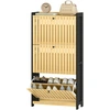 Image de HOMCOM Meuble à chaussures 18 paires avec 3 tiroirs rabattables, portes en bambou à lattes, 60x24x118cm, noir et bois naturel