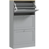 Image de HOMCOM Meuble à chaussures 18 paires, armoire à chaussures avec 3 tiroirs rabattables, étagères réglables, 60x23,5x115cm, gris