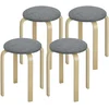 Image de HOMCOM Ensemble de 4 tabourets empilables ronds sans dossier avec assise rembourrée, 40 x 40 x 45 cm, gris