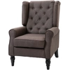 Image de HOMCOM Fauteuil de salon capitonné avec assise large, pieds en bois, style classique, grand confort, 74 x 86 x 102 cm, marron