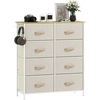 Image de HOMCOM Commode 8 tiroirs en tissu, meuble de rangement avec 4 poches, 2 crochets, structure en acier, 86 x 30 x 94,5 cm, beige