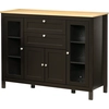 Image de HOMCOM Buffet meuble de rangement 1 placard double porte 2 placards à porte vitrée 2 tiroirs étagère réglable 120x40x90cm noir