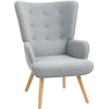 Image de HOMCOM Fauteuil de salon en tissu bouclette, fauteuil capitonné et rembourré avec pieds en bois, 71 x 74 x 96 cm, gris clair