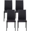 Image de HOMCOM Lot de 4 chaises de salle à manger, chaises de cuisine, capitonnage rhombique et pieds en métal, 41x50x91cm, noir