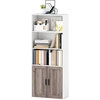 Image de HOMCOM Bibliothèque meuble de rangement 5 niveaux avec compartiments ouverts et 1 placard, 60 x 30 x 149,5 cm, blanc