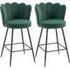 Image de HOMCOM Lot de 2 tabourets de bar, chaises de bar avec dossier et repose-pieds, pieds en acier, 54 x 55 x 97 cm, vert foncé