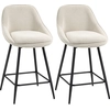 Image de HOMCOM Lot de 2 tabourets de bar en tissu velours côtelé, chaises de bar avec dossier courbé, repose-pieds, 49x52x88cm, crème