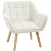 Image de HOMCOM Fauteuil style scandinave dossier haut et accoudoirs, revêtement en polyester effet velours, 67 x 61,5 x 71 cm, crème
