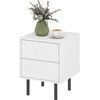Image de HOMCOM Table de chevet étroite, table d'appoint avec 2 tiroirs à ouverture par pression, pieds en acier, 40 x 40 x 50 cm, blanc