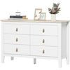 Image de HOMCOM Commode 6 tiroirs meuble de rangement style contemporain avec poignées en polyuréthane, 120 x 40 x 78 cm, blanc