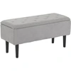 Image de HOMCOM Banc de rangement coffre de rangement surface en cachemire pieds en bois de caoutchouc 95 x 38 x 45 cm gris