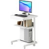 Image de HOMCOM Bureau d'ordinateur sur roues, bureau avec rangement 56 x 51 cm avec tiroir, compartiment et support CPU, blanc