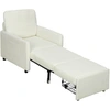 Image de HOMCOM Fauteuil convertible 1 place, fauteuil-lit avec rangement caché, assise large et rembourrée, 72 x 85,5 x 91 cm, crème