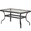 Image de Outsunny Table basse de jardin table d'appoint de patio avec plateau en verre trempé design à ondulations 95 x 55 x 46 cm noir