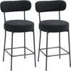 Image de HOMCOM Lot de 2 tabourets de bar en tissu bouclette, chaises de bar avec dossier courbé, repose-pieds, 49x52x95cm, noir