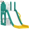 Image de AIYAPLAY Toboggan pour tout-petits 5 en 1 toboggan autoportant pour enfant avec panier de basket, télescope, 178x70x86cm, jaune