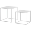 Image de HOMCOM Lot de 2 tables basses gigognes, lot de 2 tables gigognes de salon, modulables, en acier, style industriel, blanc mat