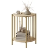 Image de HOMCOM Table d'appoint, bout de canapé à 2 niveaux avec étagère de rangement et cadre en acier, Ø 41 x 49 cm effet bois naturel