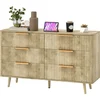 Image de HOMCOM Commode 6 tiroirs scandinave avec poignées et pieds de pin, pour chambre à coucher, salon, couloir, 120x40x76cm, chêne