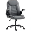 Image de HOMCOM Fauteuil de bureau, chaise bureau ergonomique avec accoudoirs relevables, hauteur réglable, fonction de bascule, gris