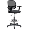 Image de Vinsetto Chaise bureau ergonomique, chaise de dessin, repose-pieds, dossier en maille, hauteur réglable, 60x56x110-132cm, noir