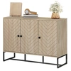 Image de HOMCOM Buffet salon meuble de rangement armoire de cuisine avec placard 2 portes et étagères réglables 108 x 40 x 80 cm, chêne