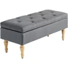 Image de HOMCOM Banc coffre de rangement 2 en 1 banquette en velours avec couvercle à charnière capitonné et pieds en bois, gris foncé
