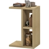 Image de HOMCOM Table d'appoint 3 niveaux en forme de C avec 2 compartiments ouverts, 40 x 29,8 x 60 cm, chêne