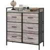 Image de HOMCOM Commode, meuble de rangement pour chambre à 6 tiroirs tissu non tissé, cadre en acier, 79 x 29 x 85 cm, effet bois gris