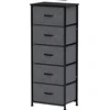 Image de HOMCOM Commode 5 tiroirs meuble de rangement tiroir en tissu pliant - structure acier noir - 45 x 30 x 116 cm gris foncé