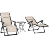 Image de Outsunny Lot de 2 chaise longue pliable et inclinable avec table d'appoint, porte-gobelets et appuie-têtes, charge 120 kg, noir