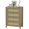 Image de HOMCOM Commode 4 tiroirs meuble de rangement style bohémienne avec portes résine tressée, 70 x 38 x 93 cm, effet bois naturel