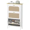 Image de HOMCOM Meuble à chaussures 21 paires bohème avec 3 tiroirs rabattables, portes effet cannage rotin, 80 x 24 x 131 cm, blanc