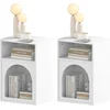 Image de HOMCOM Lot de 2 tables de chevet, table de nuit avec compartiments ouverts, design arqué, 40 x 30 x 60 cm, blanc
