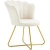 Image de HOMCOM Fauteuil coquillage chaise coiffeuse fauteuil en velours fauteuil de salon avec pieds en acier 69 x 64 x 80 cm crème