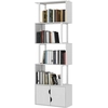Image de HOMCOM Bibliothèque à 5 niveaux, meuble de rangement avec étagères et placard double porte, 60 x 23,8 x 179,2 cm, blanc
